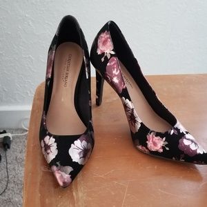 Black Floral Heels